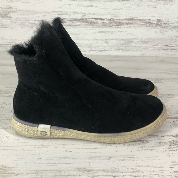 NALHO Taj Yoga Mat Faux Suede Fur Lined Espadrille Ankle Boots Black 10 - Picture 4 of 10
